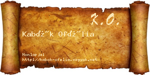 Kabók Ofélia névjegykártya